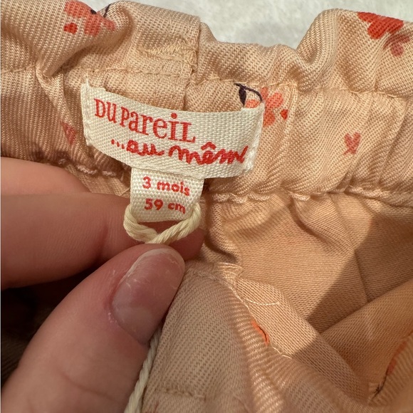 NEW NWT Du Pareil Baby Girls Coral Pink Floral Print Belted Pants Size 3M Bottom - Picture 5 of 8